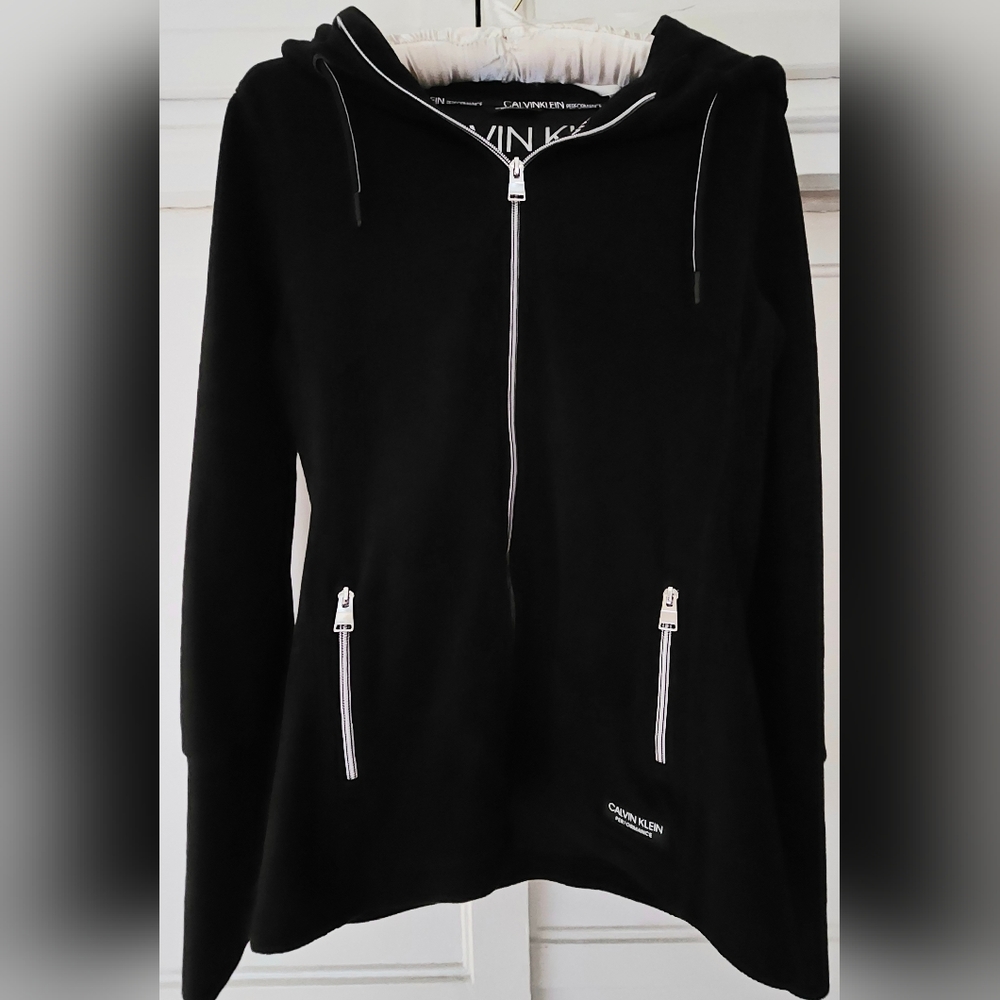 Calvin Klein Performance Velvety Fleece Zip Up with pockets, hood, CALVIN logo.
